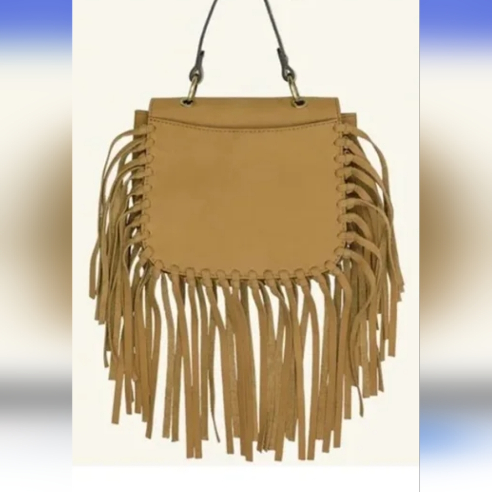 Patricia Nash NEW Nazaire Nubuck Suede Crossbody Bag with Fringe-Cognac - Picture 2 of 15